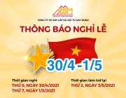 Thông Báo Nghỉ Lễ 30/4 và 1/5